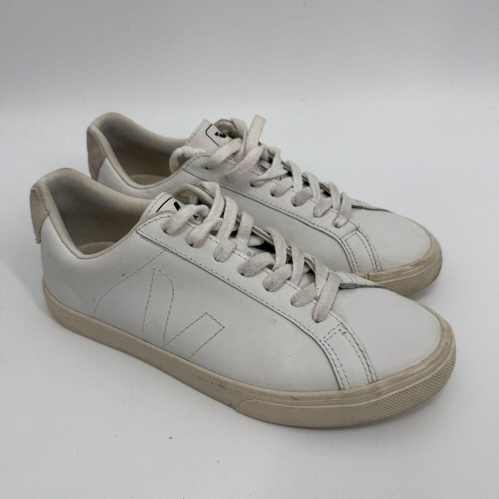 Veja Esplar Leather Suede White Sneakers Casual Preppy Athleisure Women Size 8 - Picture 4 of 12